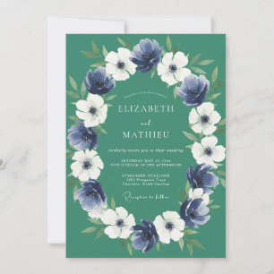 Invitation Mariage Indigo Jade Anémone