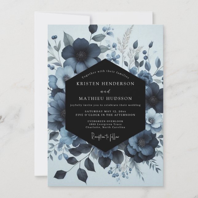 Invitation Mariage Indigo Moody Bloom (Devant)