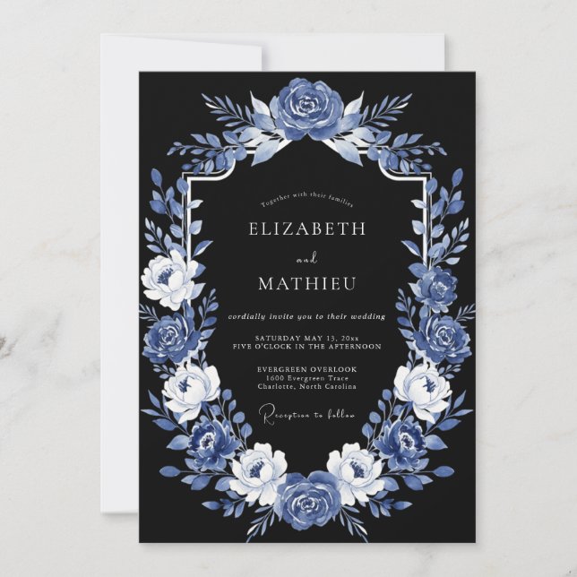 Invitation Mariage Indigo Opulent Soirée (Devant)