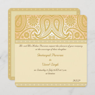 Invitation Mariage indou de Paisley d'or