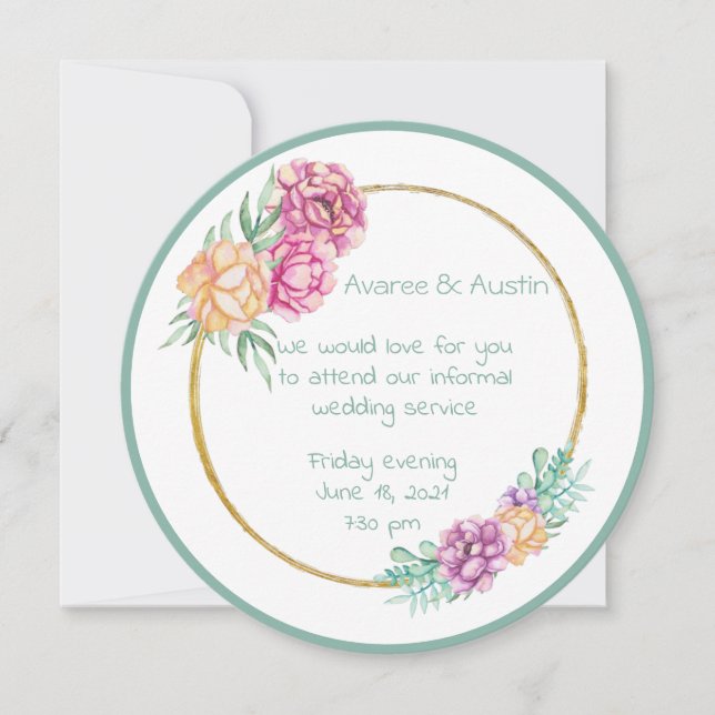 Invitation Mariage Informel Aquarelle Fleurs (Devant)