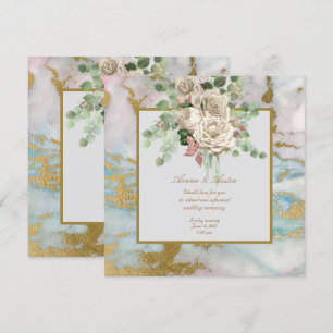 Invitation Mariage informel Rose d'aquarelle blanche