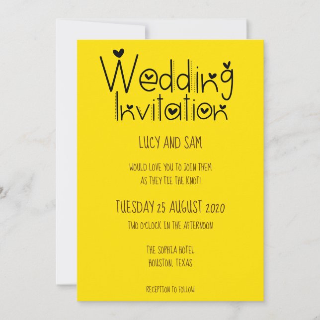 Invitation Mariage informel Typographie moderne Sunshine jaun (Devant)