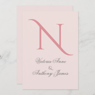 Invitation Mariage initial du monogramme rose
