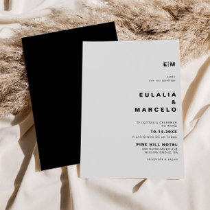 Invitation Mariage initial minimaliste de Boda noir