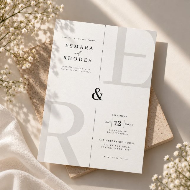 Invitation Mariage Initiales Monogramme Moderne  (Créateur téléchargé)