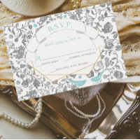 Mariage Inséparable Aqua Grey Floral Pattern bleu