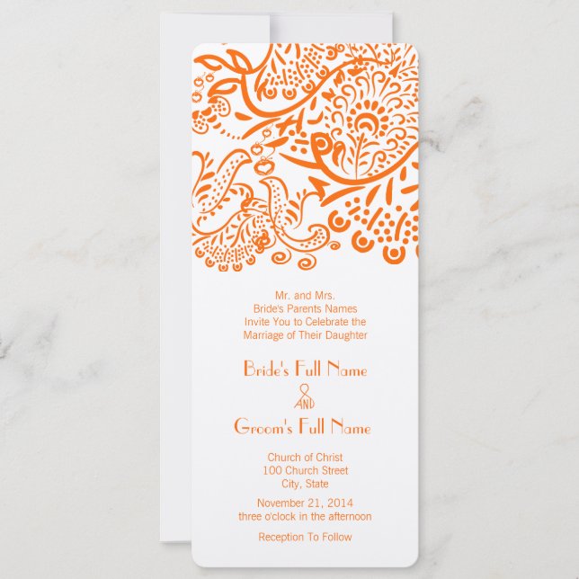 Invitation Mariage Inséparable Coral Orange (Devant)