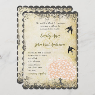 Invitation Mariage Inséparable de feuilles de coeur romantiqu