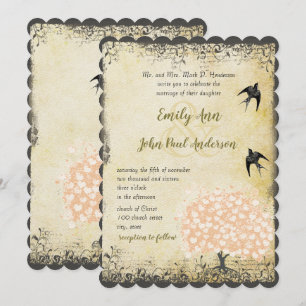Invitation Mariage Inséparable de feuilles de coeur romantiqu