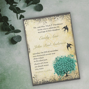 Invitation Mariage Inséparable de l'arbre Turquoise de la feu