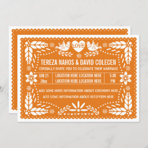 Invitation Mariage inséparable de papillon orange