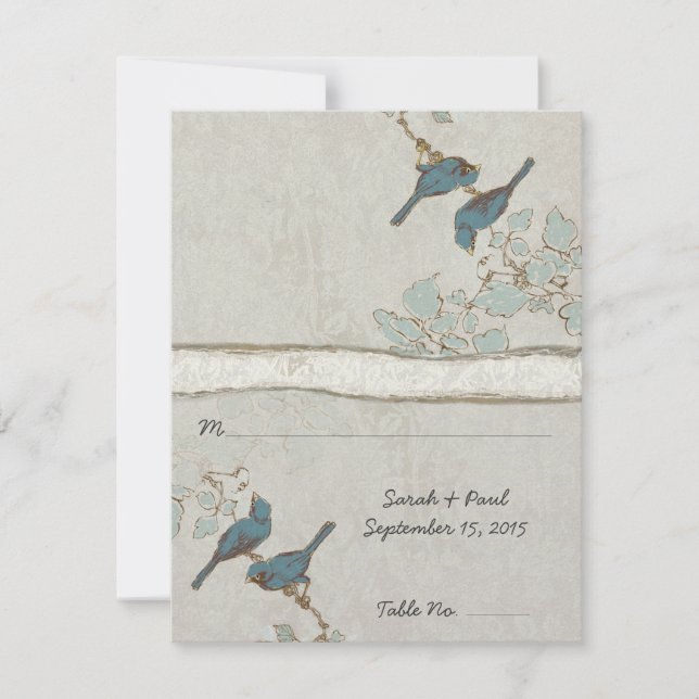 Invitation Mariage Inséparable Turquoise vintage PlaceCard (Devant)