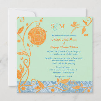 Invitation Mariage Inséparables Mint & Orange