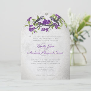 Invitation Mariage Inséparables Vintages violet et gris