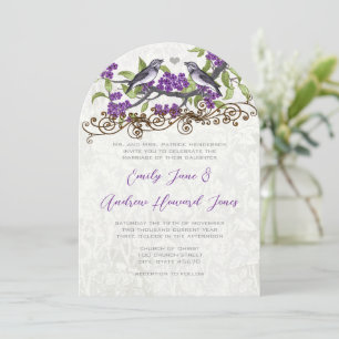 Invitation Mariage Inséparables Vintages violet et gris