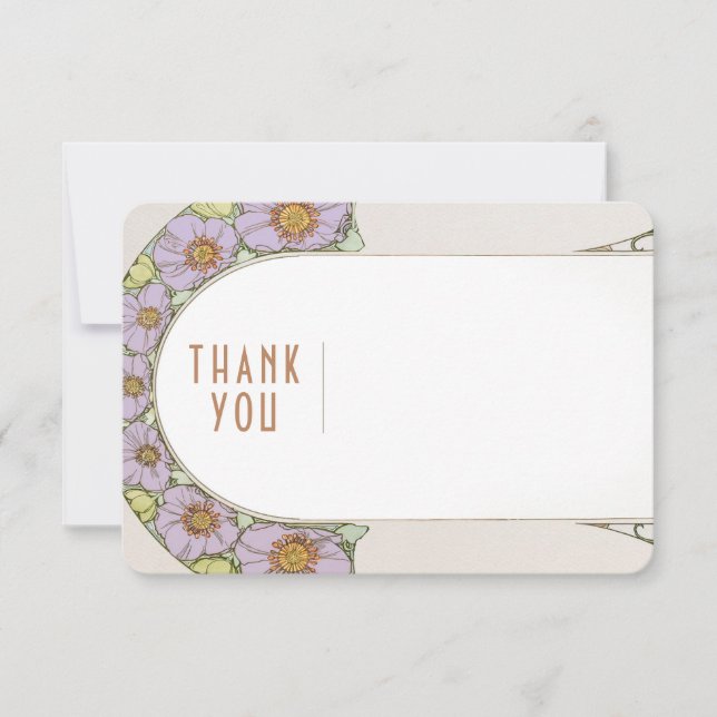 Invitation Mariage Insérer Merci Vintage Art Nouveau Invit (Devant)