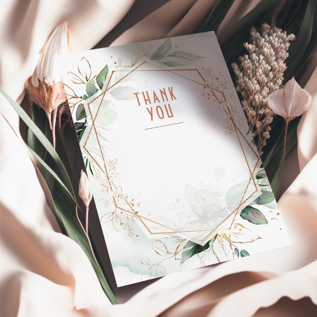 Invitation Mariage Insertion Merci Vert & Or Rustique (Créateur téléchargé)