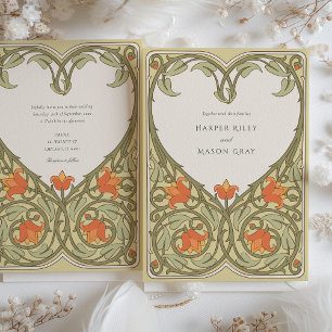 Invitation Mariage inspiré de l'Art nouveau avec olive et abr