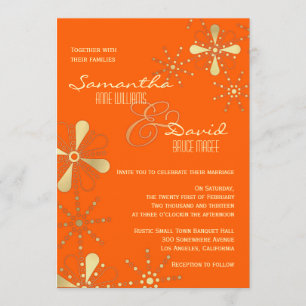 Invitation Mariage inspiré des Indiens d'Orange et d'Or