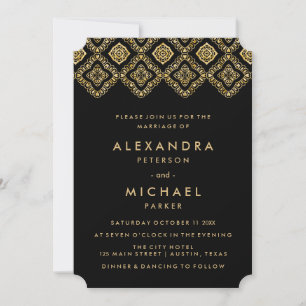 Invitation Mariage inspiré par Glam Black et Gold Eastern