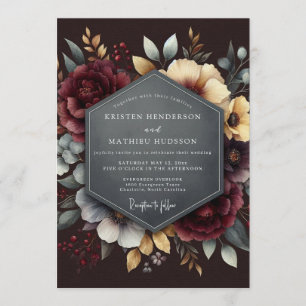 Invitation Mariage intense et sombre de Bourgogne