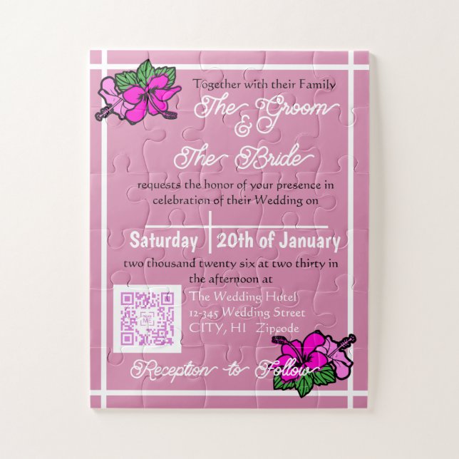 Invitation Mariage interactif Pink Puzzle (Vertical)