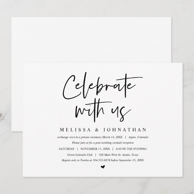 Invitation Mariage intime, Célébrez avec nous (Devant / Derrière)