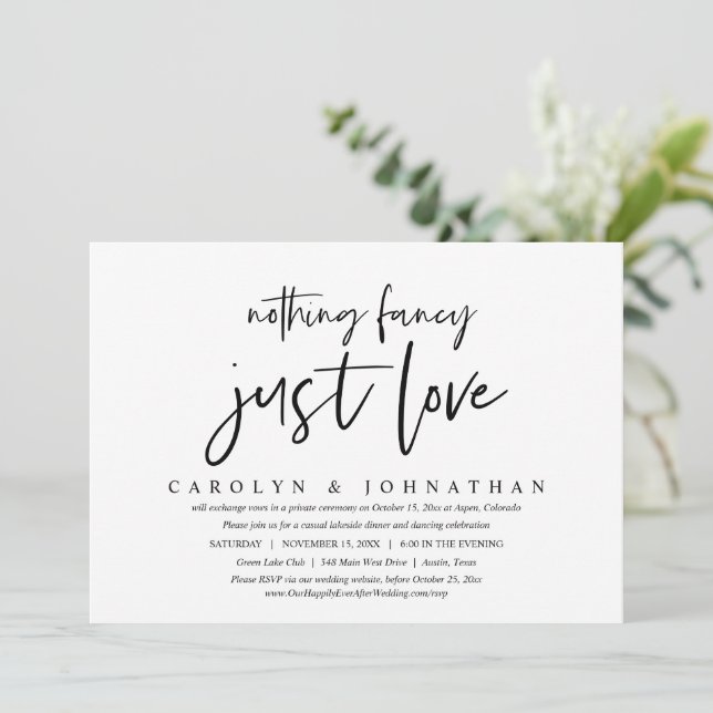 Invitation Mariage Intime et Simple, Rien de Fantaisiste, Jus (Debout devant)