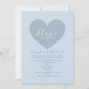 Invitation Mariage Intime Moderne au Cœur Bleu