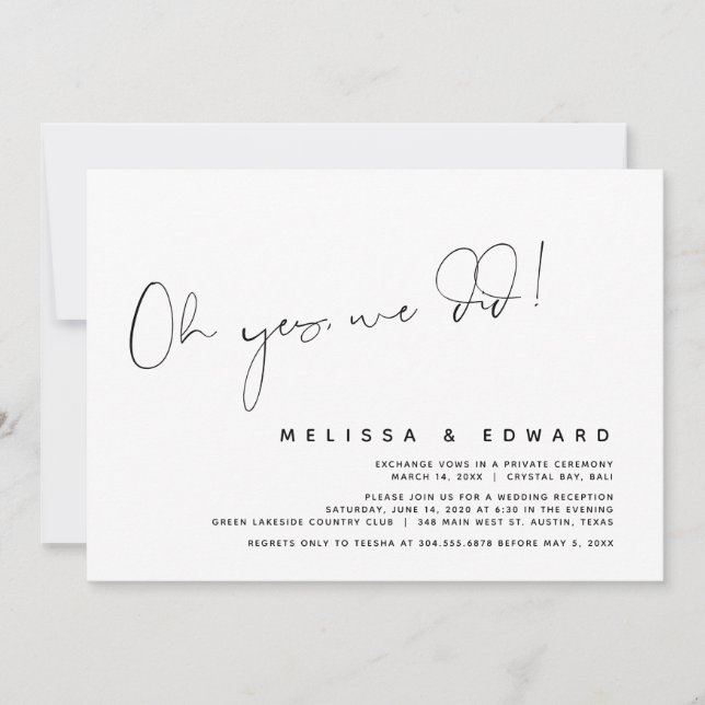 Invitation Mariage Intime Moderne, Oh oui, nous l'avons fait (Devant)