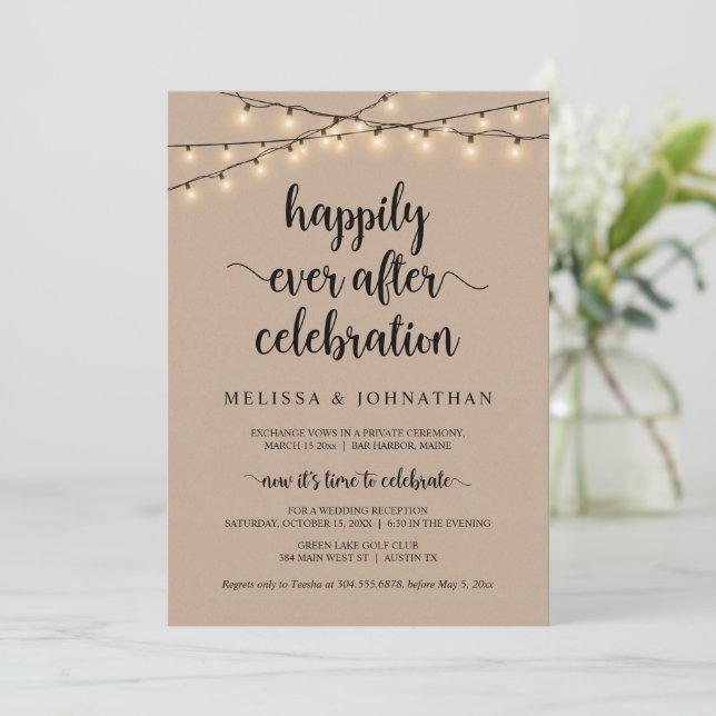 Invitation Mariage Intime Rustique, Célébration de Félicité É (Debout devant)