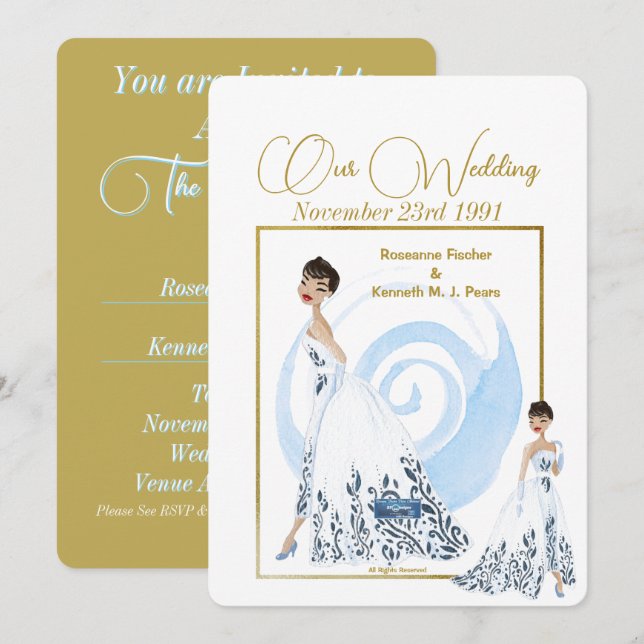 Invitation Mariage Inv. 2 Blanc(La robe) RFPMDesigns ©️ 2024 (Devant / Derrière)