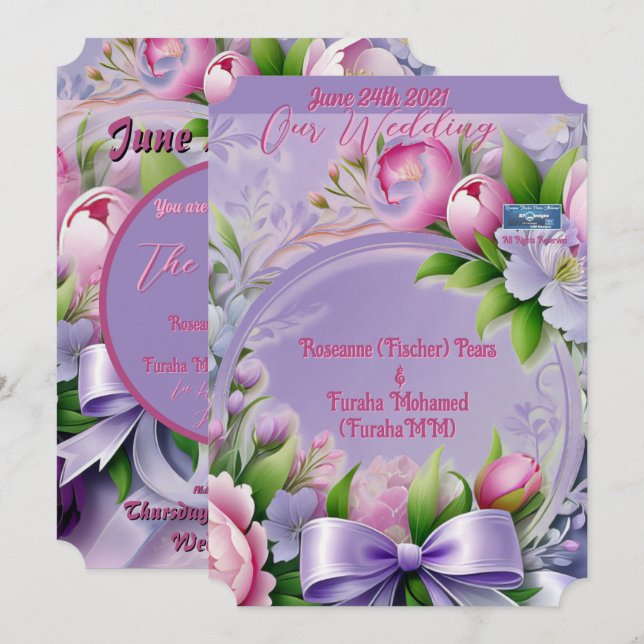 Invitation Mariage Inv. 5 FRPMD Violet(Horizon) ©️ 2024 (Devant / Derrière)