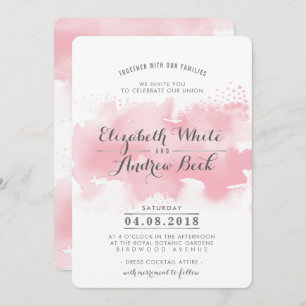 Invitation MARIAGE INVITE chic chic aquarelle rose vif