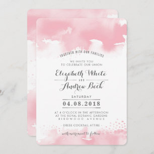 Invitation MARIAGE INVITE chic chic aquarelle rose vif