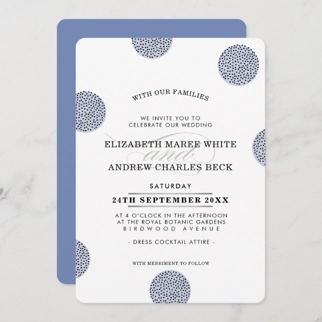 Invitation MARIAGE INVITE chic minimaliste grand mini point (Devant / Derrière)