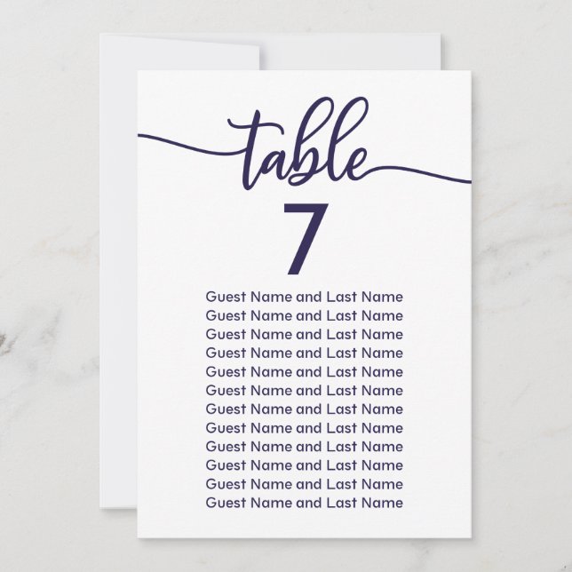 Invitation Mariage Invité Siège Elégant Chic Navy Bleu (Devant)