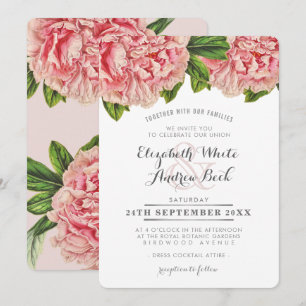Invitation MARIAGE INVITER chic fleurs de pivoine rose rose