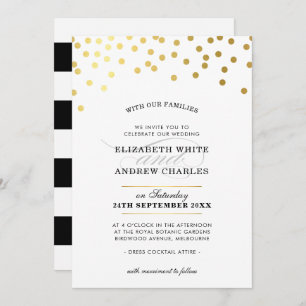 Invitation MARIAGE INVITER chic taches de confettis d'or mode
