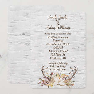 Invitation Mariage Inviter des Antlers de cerfs sur Birch