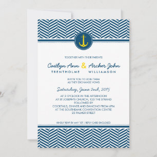 Invitation MARIAGE INVITER le coeur marin de l'ancre marine j