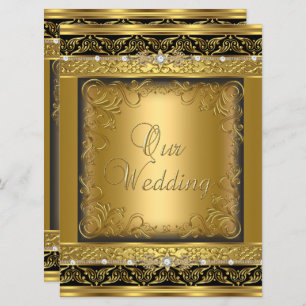 Invitation Mariage Inviter Métallic Gold Black Diamond