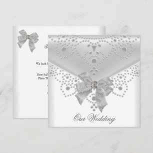 Invitation Mariage Inviter White Argent Overlay Bijou de la m