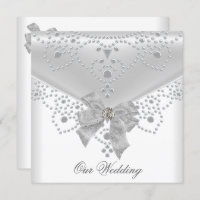 Mariage Inviter White Argent Overlay Bijou de la m