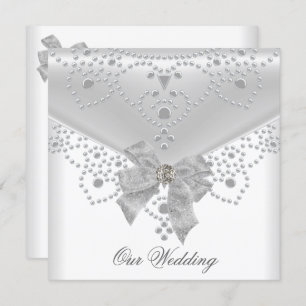 Invitation Mariage Inviter White Argent Overlay Bijou de la m