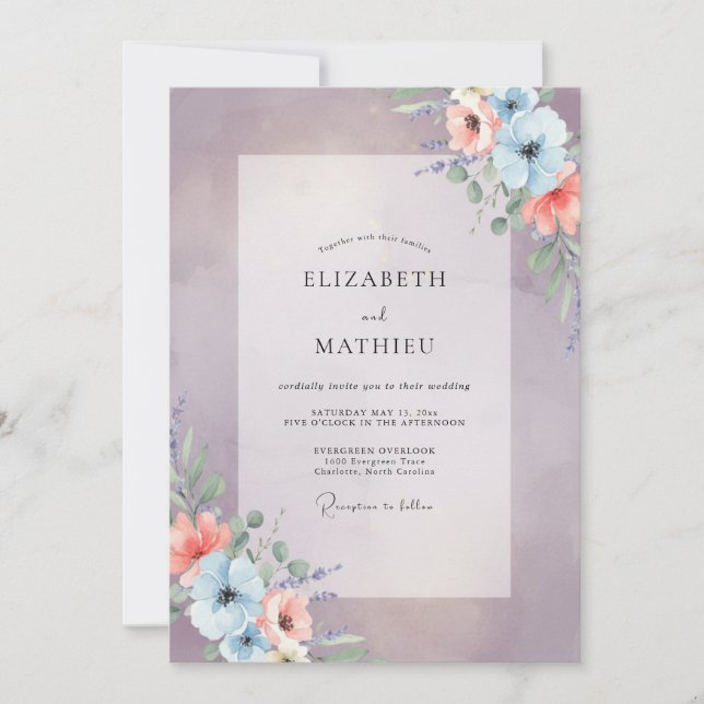Invitation Mariage Iris Abricot Peint (Devant)