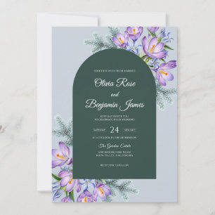 Invitation Mariage Iris Améthyste Émeraude Eucalyptus