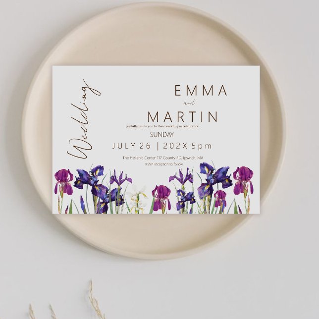 Invitation Mariage Iris Moderne Élégant Mariage Fleur (Créateur téléchargé)