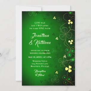 Invitation Mariage Irlandais de design de la feuille d'or pou